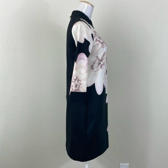 Ted Baker Kida long sleeve collared floral mini dress size 2 - Picture 2 of 9